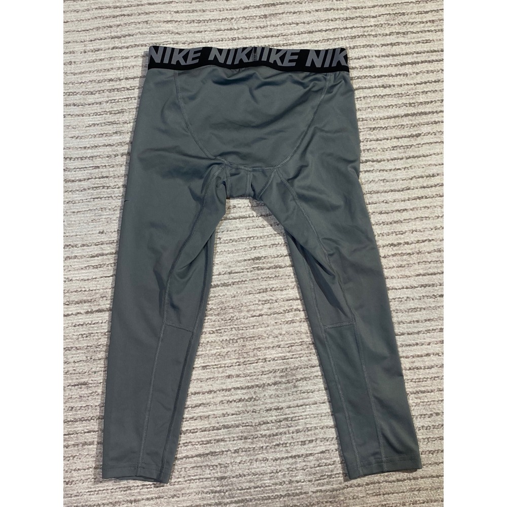 Nike Pro Dri-FIT Boys Compression Tights Gray Athletic Leggings Size Large L - Picture 6 of 7